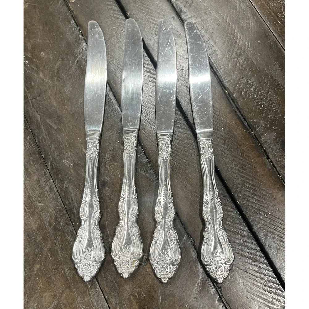 Reed & Barton BAROQUE Stainless‎ Select Modern Solid Dinner Knives Knife 4 Piece